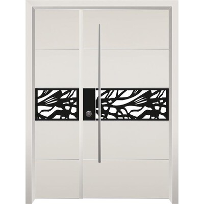 דלת חוץ דגם הייטק שמנת עם פס בחיתוך לייזר  דלת חוץ דגם הייטק שמנת עם פס בחיתוך לייזר