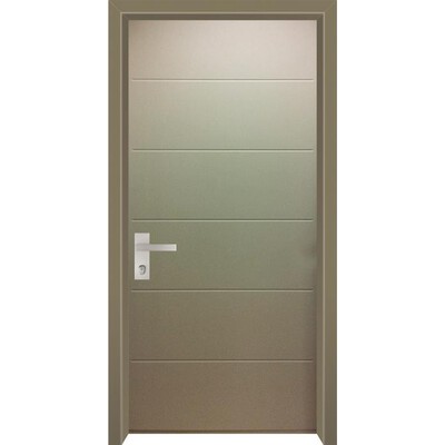 דלת חוץ עם פסים שקועים בצבע שמנת 