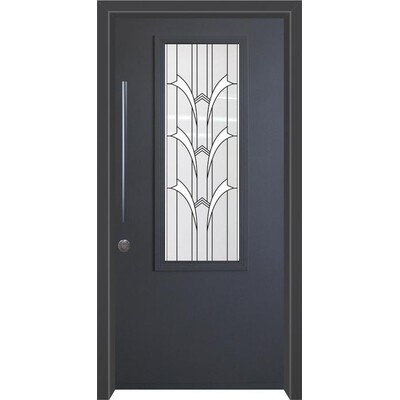 דלת חוץ בשילוב זכוכית ויטראז' בסגנון יווני  דלת חוץ בשילוב זכוכית ויטראז' בסגנון יווני