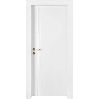 דלת פנים נגד מים פולימרית עם 3 חריטות לאורך בצבע לבן  דלת פנים נגד מים פולימרית עם 3 חריטות לאורך בצבע לבן