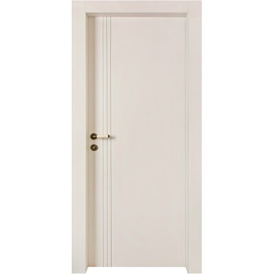 דלת פנים נגד מים פולימרית עם 3 חריטות לאורך בצבע שמנת   דלת פנים נגד מים פולימרית עם 3 חריטות לאורך בצבע שמנת