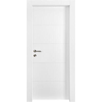 דלת פנים נגד מים פולימרית עם 4 חריטות לרוחב בצבע לבן  דלת פנים נגד מים פולימרית עם 4 חריטות לרוחב בצבע לבן